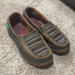 Twisted X Brown and Gray Women's Moccasins